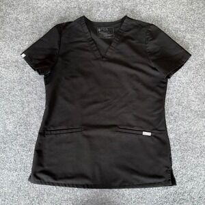 FIGS Casma Scrub Top Black Womens Small Short‎ Sleeve Medical Nursing Healthcare